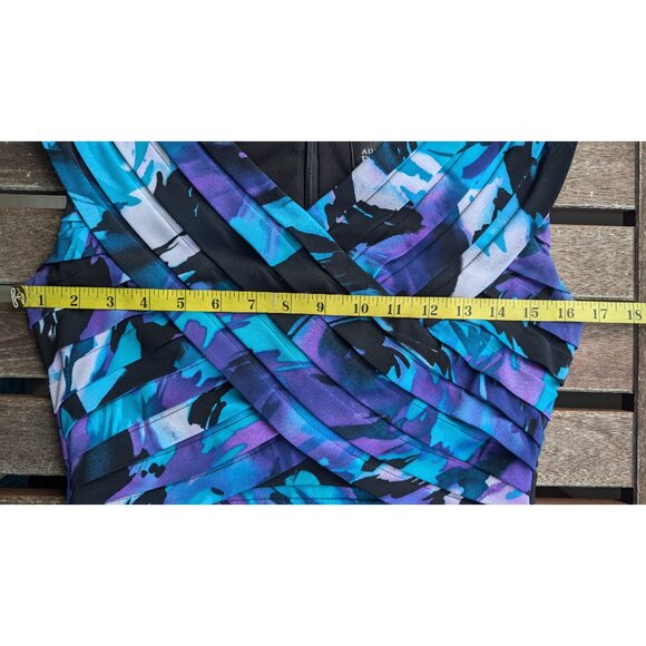 💜Bold Blue Abstract Ruched Dress by Adriana Papelle - Picture 9 of 11